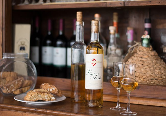 Cantucci beside a glass of vin santo