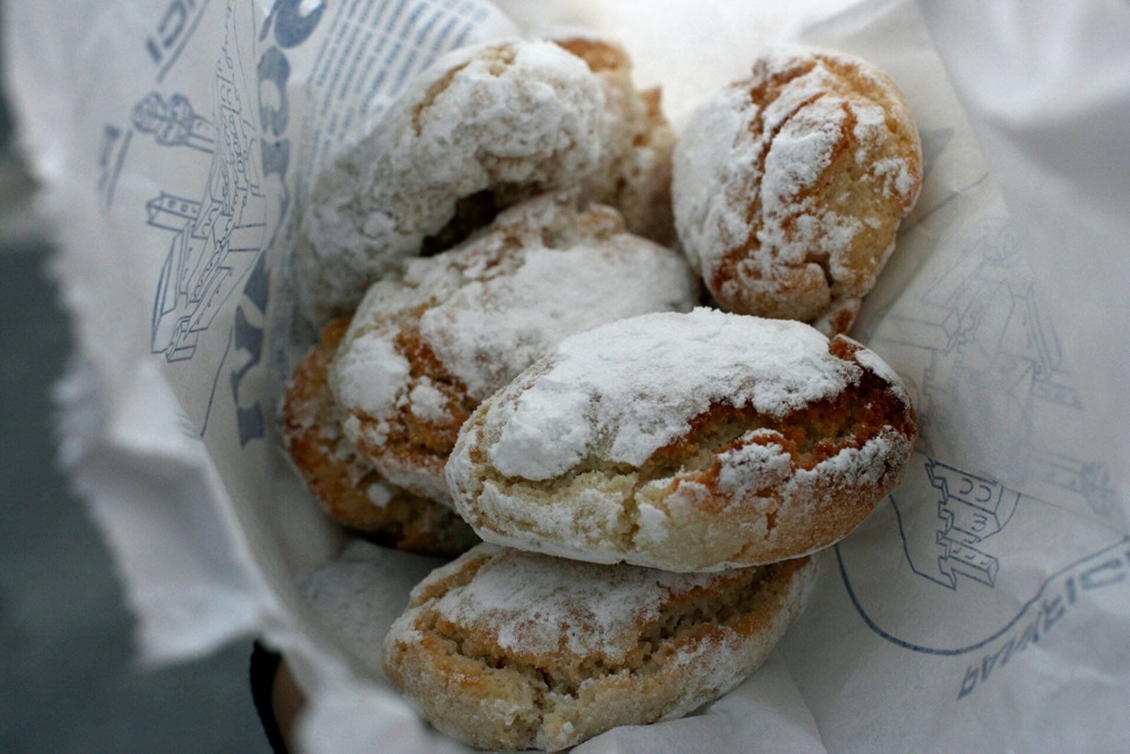 Ricciarelli di Siena — soft almond lozenges under cracked powdered sugar